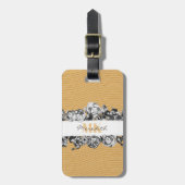 カスタマイズ可能な名前金ゴールドバラシックモノグラムラグジュアリー ラゲッジタグ (正面縦)