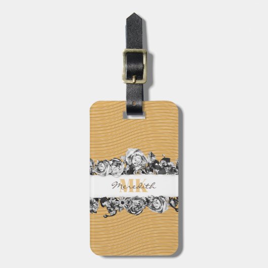 カスタマイズ可能な名前金ゴールドバラシックモノグラムラグジュアリー ラゲッジタグ (正面縦)