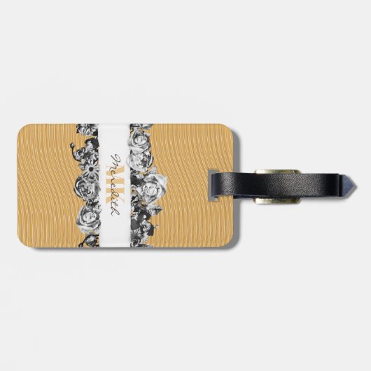 カスタマイズ可能な名前金ゴールドバラシックモノグラムラグジュアリー ラゲッジタグ (裏面横)