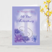 カスタマイズ可能な名前60年記念日、宗教 カード (黄色い花)
