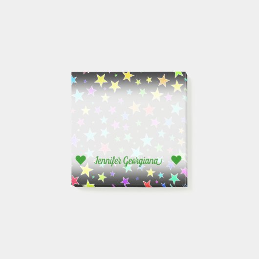 カスタマイズ可能な名前;おもしろい、カラフル星パターン ポストイット (正面)