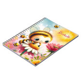 カスタマイズ可能な名前 – サニースマイルと花 ノートブック (左側)