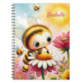 カスタマイズ可能な名前 – サニースマイルと花 ノートブック (正面)