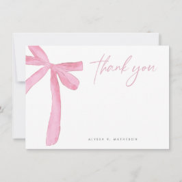 カスタマイズ可能な名前 ピンクの蝶ネクタイ ウェディング ブライダルシャワー サンキューカード
