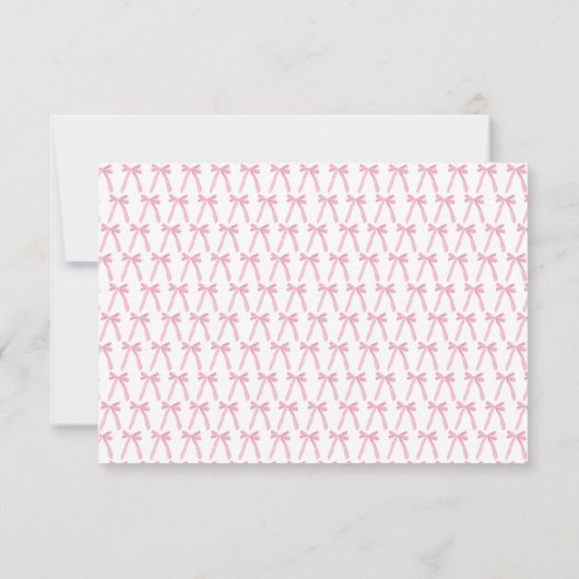 カスタマイズ可能な名前 ピンクの蝶結び ウェディング ブライダルシャワー サンキューカード (裏面)