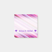 カスタマイズ可能な名前;ピンク、紫のストライプ ポストイット (正面)