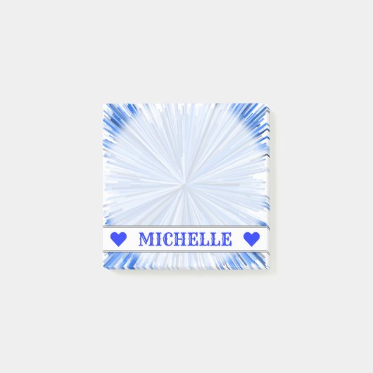カスタマイズ可能な名前-ブルーライン破烈パターンノート ポストイット (正面)