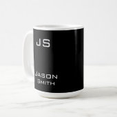 カスタマイズ可能な名前、ミニマルイニシャル コーヒーマグカップ (正面左)