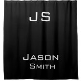 カスタマイズ可能な名前、ミニマルイニシャル シャワーカーテン (正面)