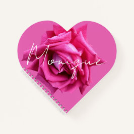 カスタマイズ可能な名前 モニーク フラワープリントの可愛いピンクのバラ ノートブック