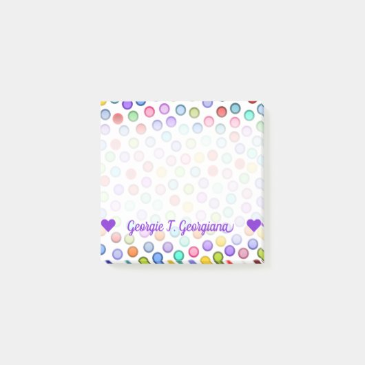 カスタマイズ可能な名前; 多くのカラフルの円のノート ポストイット (正面)