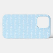 カスタマイズ可能な名前、文字、淡青色の白 Case-Mate iPhoneケース (裏面 (横))