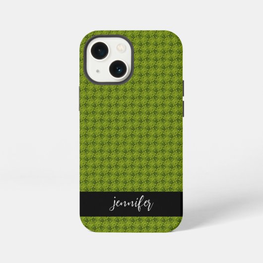 カスタマイズ可能な名前 水滴模様の草 iPhoneケース (裏面)