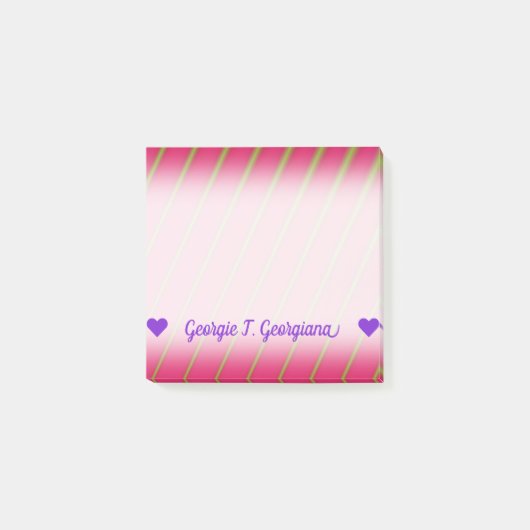 カスタマイズ可能な名前; 深紅色パターンのグリーン・ライン ポストイット (正面)