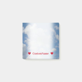 カスタマイズ可能な名前 + 白いですか灰色の雲および青空 ポストイット