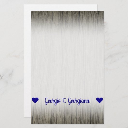 カスタマイズ可能な名前; 素朴でフェイクな木製の一見パターン 便箋 (正面/裏面)