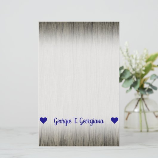 カスタマイズ可能な名前; 素朴でフェイクな木製の一見パターン 便箋 (スタンド正面)