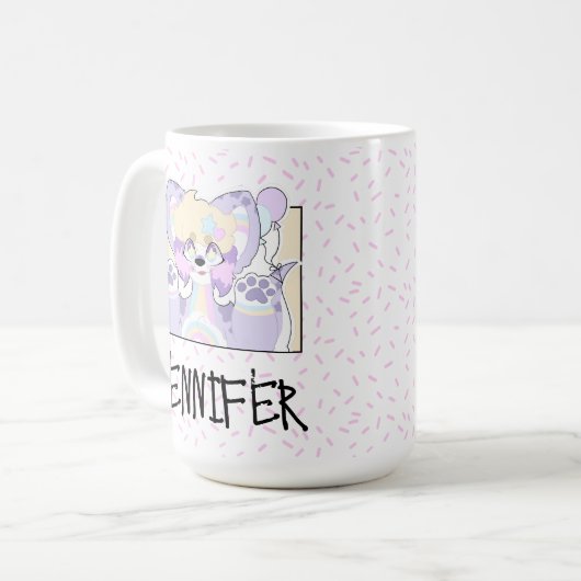 カスタマイズ可能な名前、Furryピエロマグ コーヒーマグカップ (正面左)