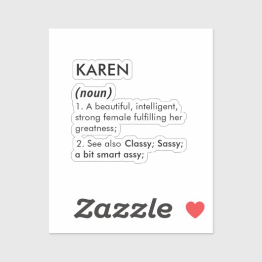 カスタマイズ可能な名前「Karen」の定義 シール (シート)