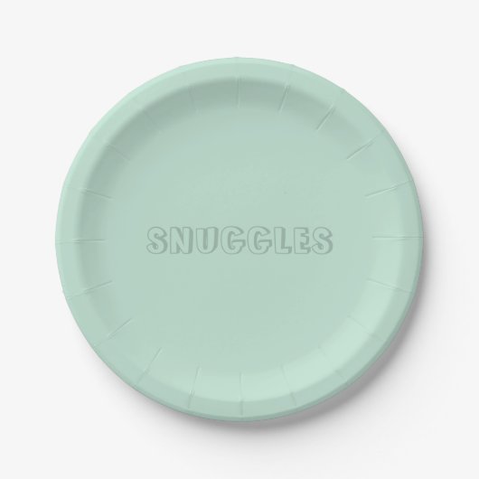 カスタマイズ可能な名前"Snuggles" seafooam mint green ペーパープレート (正面)