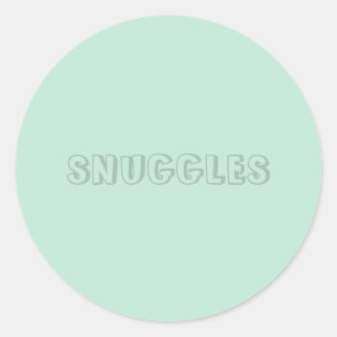 カスタマイズ可能な名前"Snuggles" seafooam mint green ラウンドシール