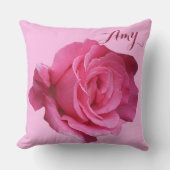 カスタマイズ可能な名前Amy かわいらし pink roseフローラboho クッション (正面)