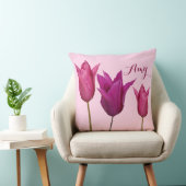 カスタマイズ可能な名前Amy かわいらし pink tulipsフローラ クッション (椅子)