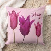 カスタマイズ可能な名前Amy かわいらし pink tulipsフローラ クッション (ブランケット)