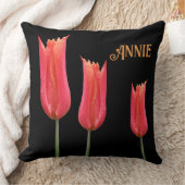 カスタマイズ可能な名前Annie red tullipsフローラ スタイリッシュ クッション (ブランケット)