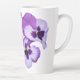 カスタマイズ可能な名前Fiona purple pansy flowersおもしろい カフェラテマグ