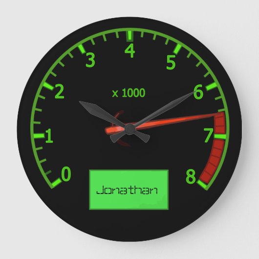 カスタマイズ可能な名前gearhead car Fan ラージ壁時計 (正面)