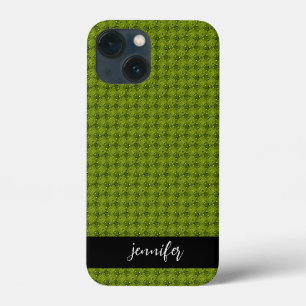 カスタマイズ可能な名前Grass with water drops pattern iPhone 13 Miniケース