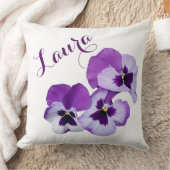 カスタマイズ可能な名前Lauraパープルかわいらしフローラ クッション (ブランケット)