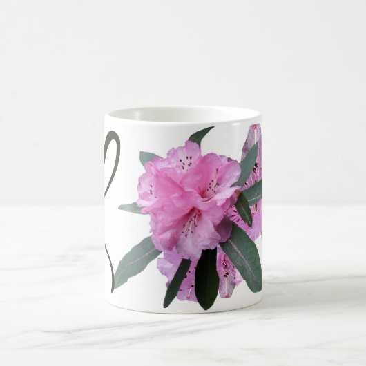 カスタマイズ可能な名前Lizzie かわいらし pink Lモノグラム コーヒーマグカップ (中央)