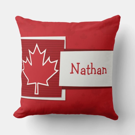 カスタマイズ可能な名前Patriotic Canada Maple Leaf クッション (正面)