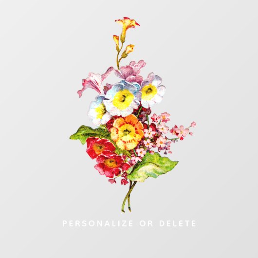 カスタマイズ可能な名前Primroseヴィンテージフローラ かわいらし ウィンドウサイン (シート)