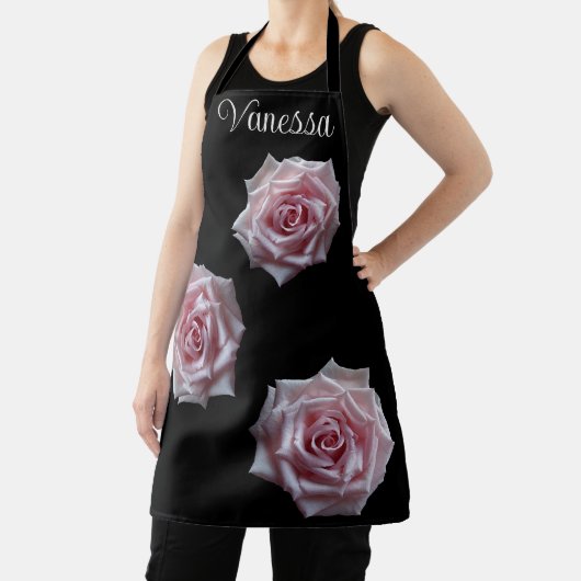 カスタマイズ可能な名前Vanessaかわいらしピンクのローズボー エプロン (インサイチュ)
