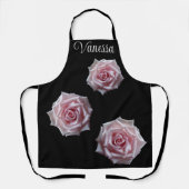 カスタマイズ可能な名前Vanessaかわいらしピンクのローズボー エプロン (正面)