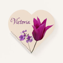 カスタマイズ可能な名前Victoriaかわいらし purple flowers ノートブック