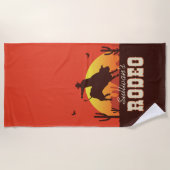 カスタマイズ可能な名前Western Cowboy Bull Lider Rodeo ビーチタオル (正面)