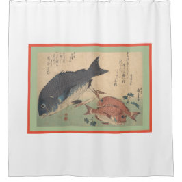 カスタマイズ可能な和風の魚デザイン シャワーカーテン