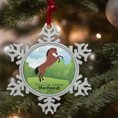 カスタマイズ可能な品種と文字を搭載した馬の形容 スノーフレークピューターオーナメント