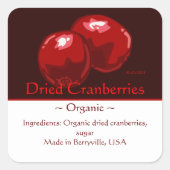 カスタマイズ可能な四角クランベリーステッカー スクエアシール (正面)