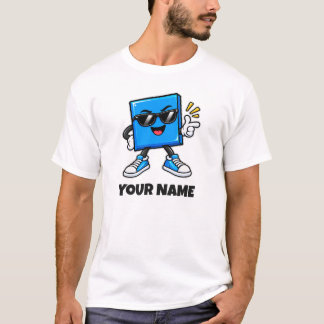カスタマイズ可能な四角形の名前とテキスト Tシャツ