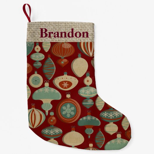 カスタマイズ可能な国の電球クリスマスストッキング スモールクリスマスストッキング (正面)