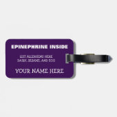 カスタマイズ可能な多数の食物アレルギーのスーパーヒーロー警報 ラゲッジタグ (裏面横)