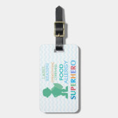 カスタマイズ可能な多数の食物アレルギーのスーパーヒーロー警報 ラゲッジタグ (正面縦)