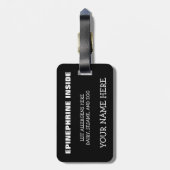 カスタマイズ可能な多数の食物アレルギーのスーパーヒーロー警報 ラゲッジタグ (裏面縦)