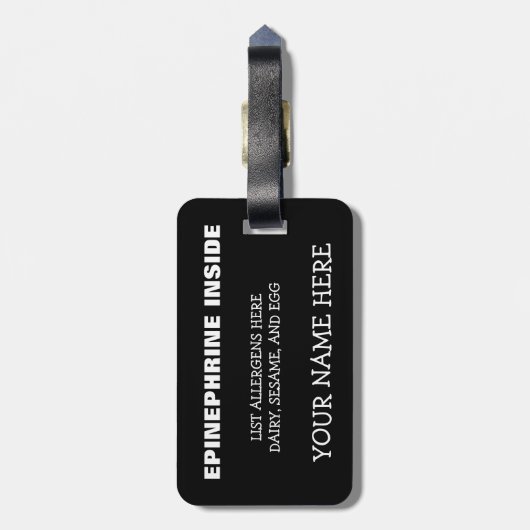 カスタマイズ可能な多数の食物アレルギーのスーパーヒーロー警報 ラゲッジタグ (裏面縦)