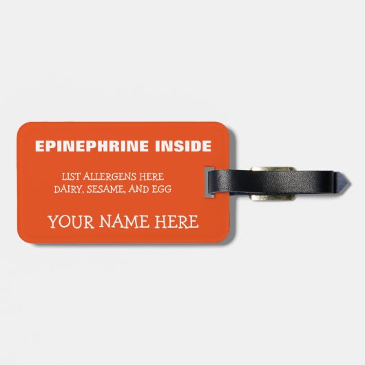 カスタマイズ可能な多数の食物アレルギーのロボット警報 ラゲッジタグ (裏面横)